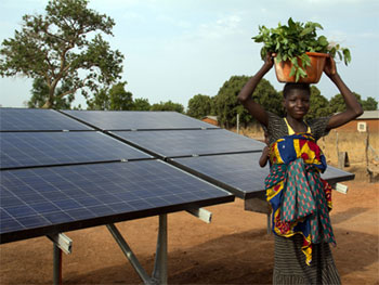 Solar panel in rural setting